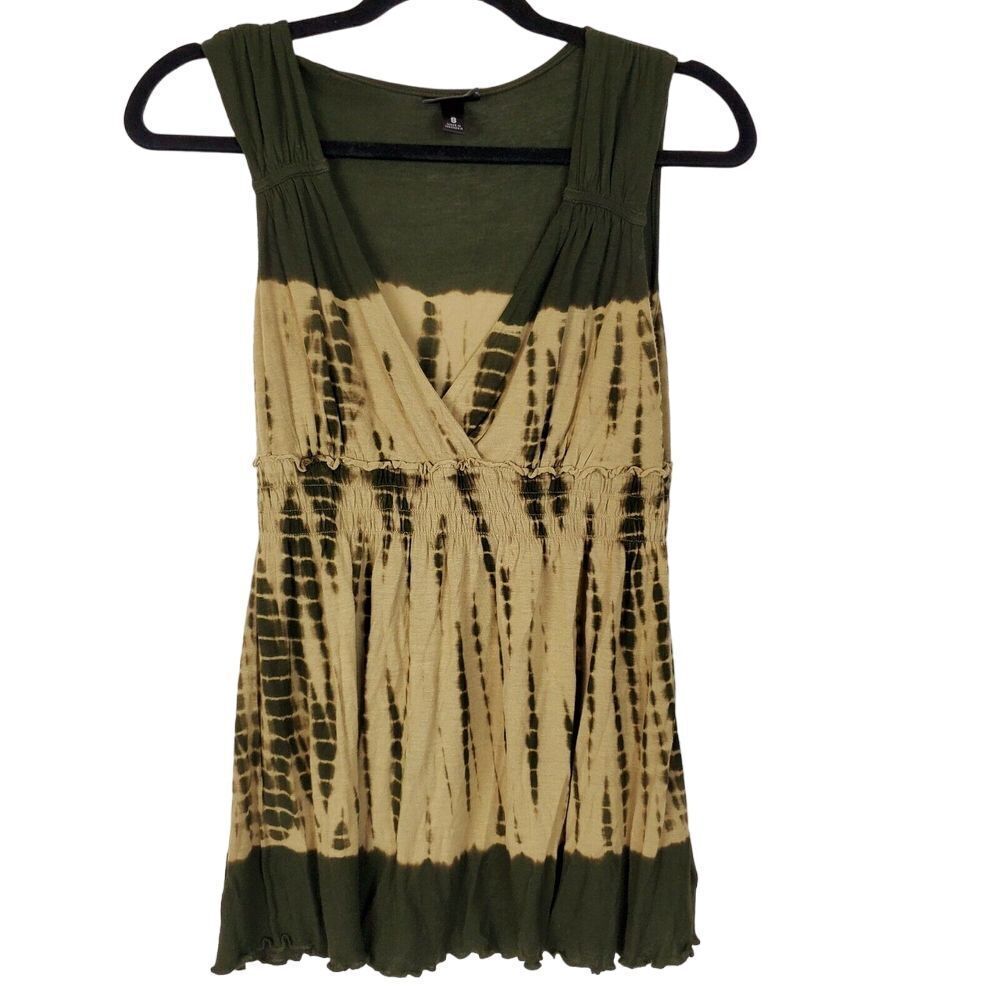Mossimo Women's Tie Dye Sleeveless Tank Top Size S Army Green Stretch